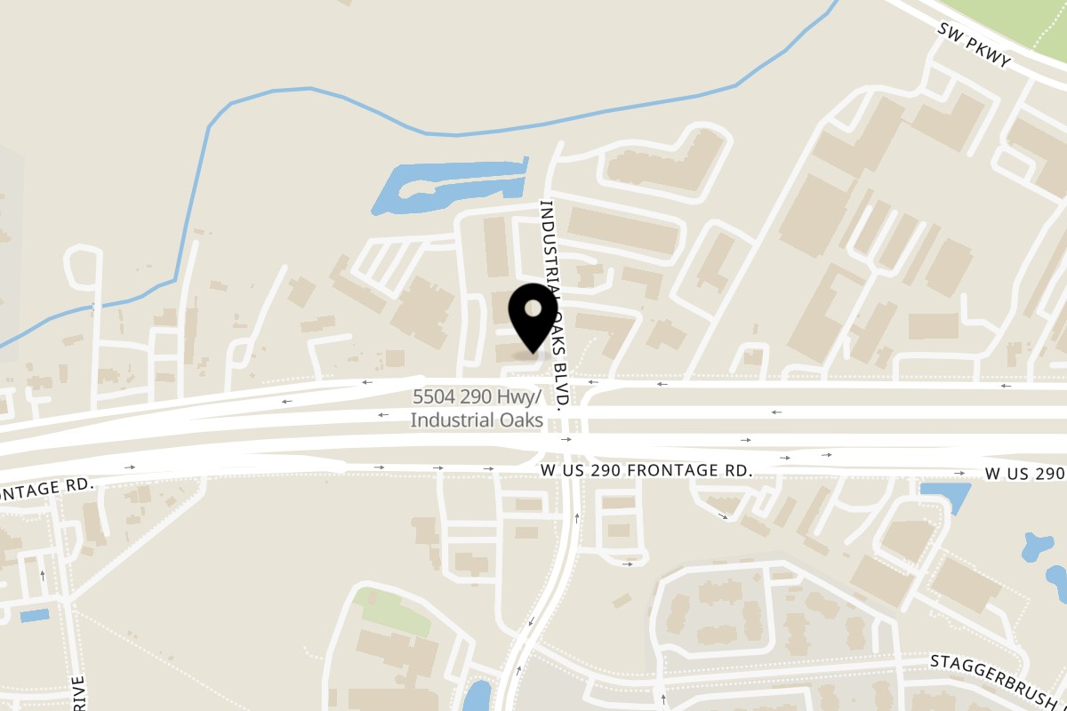 Map showing the location of Donut Taco Palace on 5446 W US Hwy 290 Service Rd in Austin